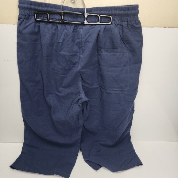 Women's Navy Blue Pull-On Drawstring Capri Shorts w/ Side Pockets Size M - Picture 2 of 5